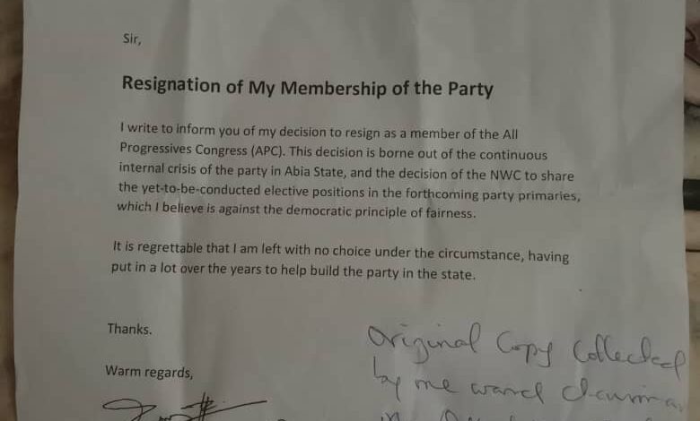 Abia APC primaries: State Assembly aspirant, Austin Okezie resigns membership