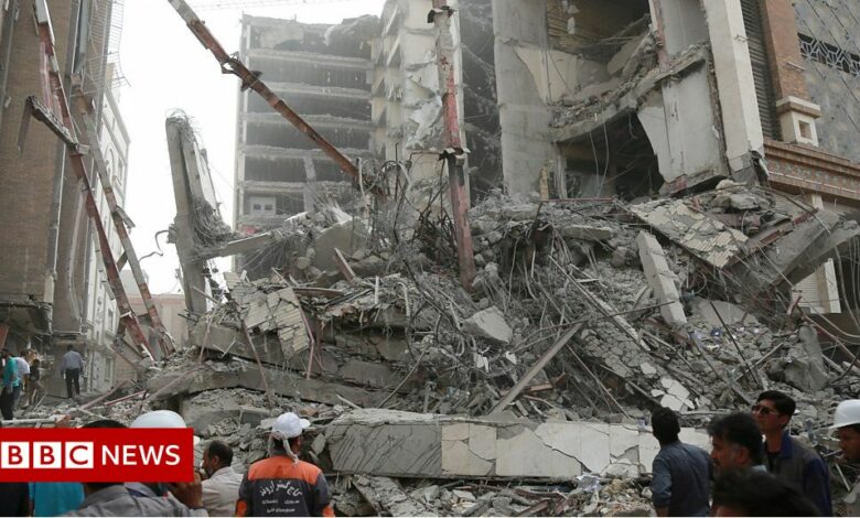 Iran building collapse: 10-storey building in ruins