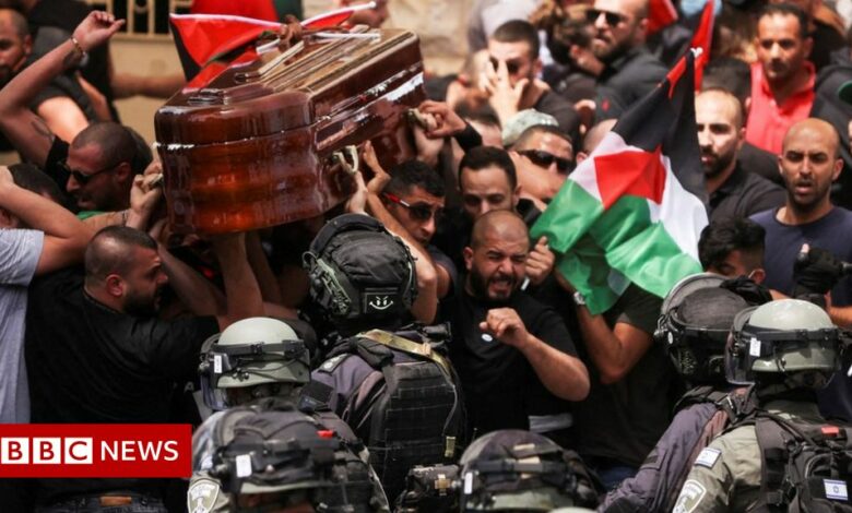 Shireen Abu Aqla: Violence at Al Jazeera reporter's funeral in Jerusalem
