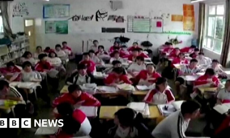 China: The moment an earthquake hits a classroom in Sichuan