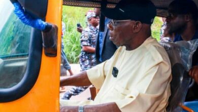 Obasanjo turns keke rider, picks passengers in Ogun [PHOTO]