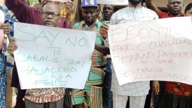 342 ex-councillors in Ebonyi protest, demand payment of severance allowance