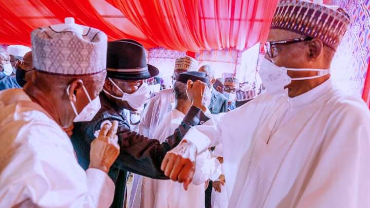 Buhari, other top officials violate COVID-19 protocols as crowd storm son's wedding [VIDEO]